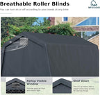 MFSTUDIO 13x22 Heavy Duty Carport, Outdoor Shades Portable Storage Shelter Garage with Rolled up Zipper Doors, Extra Large Car Canopy Tent with Roll-up Sidewalls for Boat Truck Party