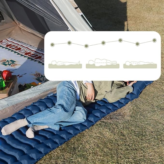 Enlarged and Thickened air Sleeping Mats for Camping, 78.75x27.55x3.93 inches Thick, 330lbs Load Capacity, Quick Inflation in 25 Seconds at Maximum Speed, Low Noise, TPU Coated (Navy Blue)