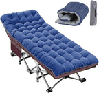 Slsy Folding Camping Cot for Adults with Pad, Padded Portable Sleeping Cots, Camp Bed with Carry Bag for Outdoor Travel, Beach, Hiking