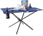 Camp Table - Outdoor Folding Table with 4 Cupholders and Carrying Bag for Camping, Beach, Picnic, Sporting Events, and More by Wakeman Outdoors | Outdoor, 4 Cupholders, Carrying Bag, Camping, Beach, Picnic