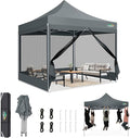 COBIZI 10x10 Canopy Tent, Heavy Duty Pop up Canopy with Sidewalls, Waterproof Easy Setup Tent with Mosquito Netting, Outdoor Instant Screen Tents for Parties, Wedding, Backyard with Carry Bag, Gray
