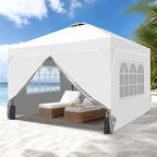GDY 8x8FT Pop Up Canopy Tent with One Push Setup, Easy to Install with 4-Sidewalls for Events, Parties, Camping, Outdoor Gazebo with 4-Sandbags, White.