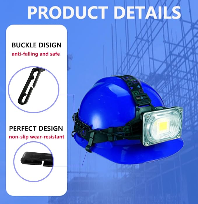 50Pcs Helmet Clips for Headlamp & Headlamp Clips Hooks - Durable Lightweight Hard Hat Accessories, Universal Mounting Clips for Construction/Camping/Cycling Safety Gear (50Pcs)