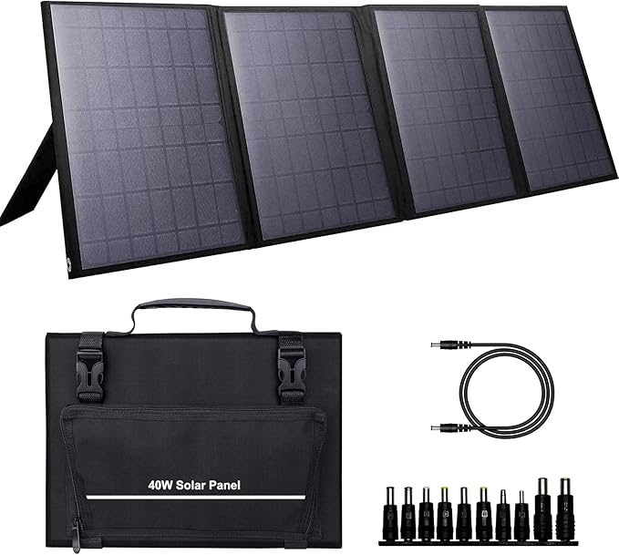 300W Portable Solar Generator Power Station, Small Camping Power Bank with Foldable 40W Solar Panel Bundle, 110V Portable Power Pack with AC Outlet for Camping Outdoor Home Use