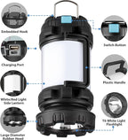 2 Pack Camping Lantern, Outdoor LED Camping Light, Rechargeable Flashlights with 1000LM, 6 Modes, IPX5 Waterproof Portable Emergency Camp Light for Hurricane Survival - Black