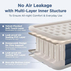 Queen Air Mattress with Built in Pump, 18" Elevated Height, 48Hr Leak-Tested, Honeycomb Coil Support, 800 lbs Capacity, Fast 3-Min Inflation–Blow Up Mattress for Guest Room & Sleepover