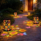 Colorful Sunflower Glow Solar Garden Lantern, Twinkle Halo Lantern, 2026 Waterproof Outdoor Solar Powered Hanging Light for Garden, Let Your Garden Bloom with Light After Sunset (B1-2PCS)