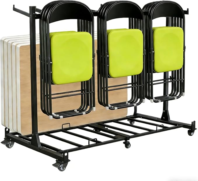 Folding Chair Rack with Wheels,Heavy Duty 1000 Lbs Metrixpio Capacity Movable Storage Chair Dolly for Wedding, Office, School & Camping