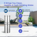 NSF/ANSI 42&372 Standard 1L (1000 ML) Portable Stainless Steel Gravity-Fed Water Filter Gravity Sport Bottle with Carbon Filter, for Travel, Camping, Backpacking and Emergency Preparedness
