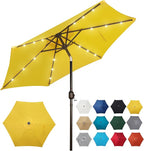 Blissun 7.5 ft Solar Umbrella, 18 LED Lighted Patio Umbrella, Table Market Umbrella