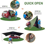 TIMBER RIDGE 19x9.8ft Retractable Car Awning with Blackout Coating, 186ft² Roof Rack Pull-Out Sun Shade Overland Camping, UPF50+ Waterproof Sun Shelter for Vehicle/Truck/Jeep/SUV/Van Green