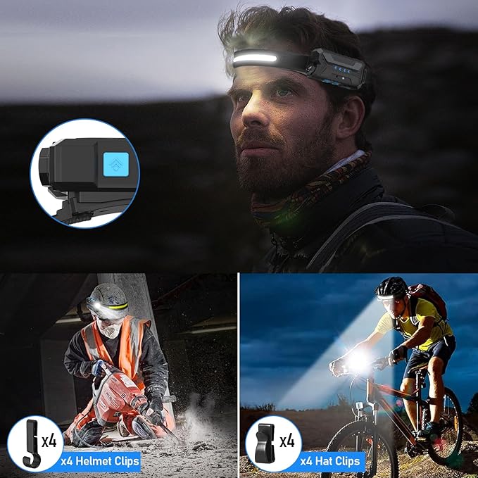 Headlamp Rechargeable LED Super Bright 230° Wide Beam Head Lamps Rechargeable LED Head Lamp Waterproof Lightweight Headlamp for Camping, Running, Fishing, Hunting (7 Modes)