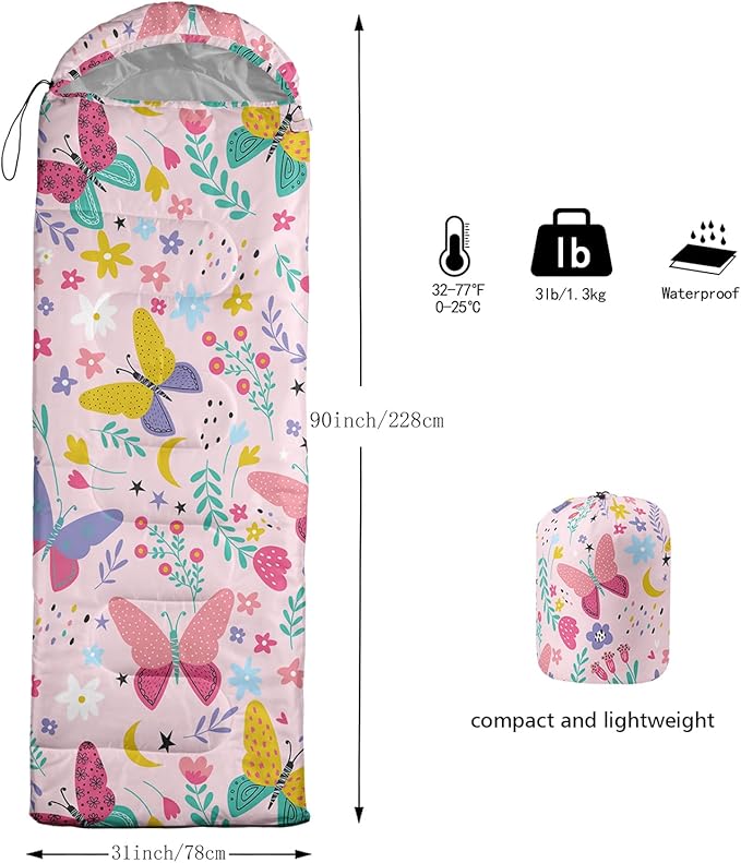 QOOMO Camping Sleeping Bags,3 Season Warm & Cool Weather,Lightweight,Waterproof Sleeping Bags for Adults & Kids Traveling,and Outdoors
