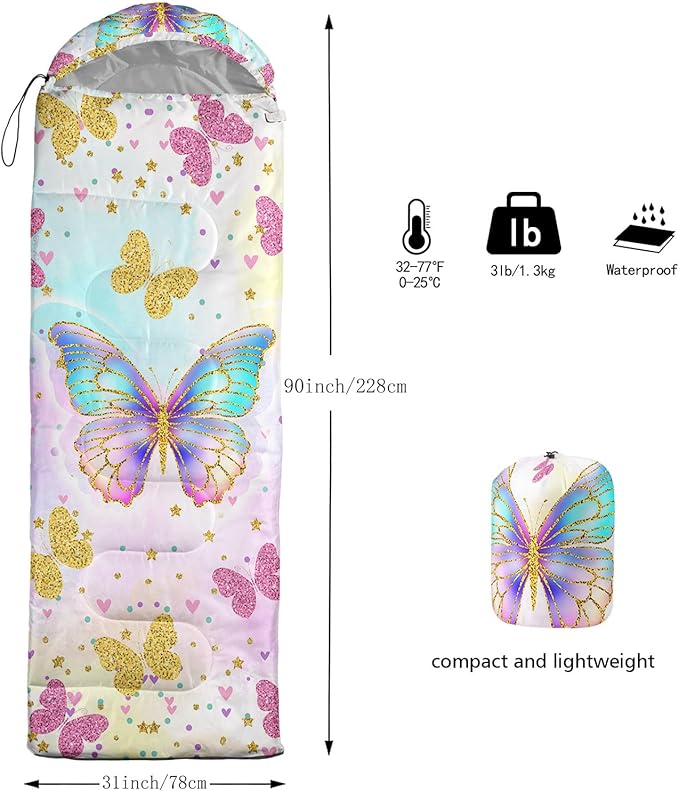HOSIMA Dear Hunting Pattern Cold Weather Sleeping Bags for Kids Adults,Black Light Weight Waterproof Sleeping Bags for Outdoors Hiking.