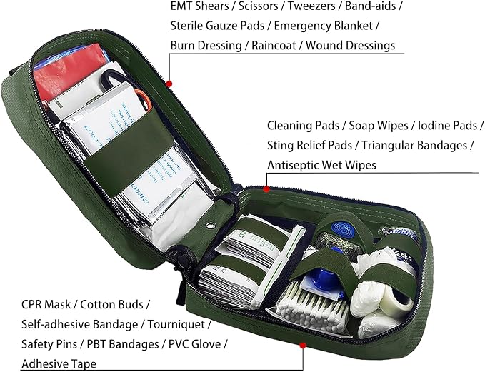 Carlebben EMT MOLLE Ifak Pouch Tactical MOLLE Medical First Aid Kit Utility Pouch Olive