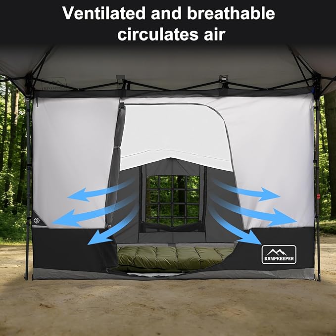 KAMPKEEPER Canopy Side Tent, Camping Canopy Tent for 10x10 Pop Up Canopies, Cube Tents, Gazebo Room Compatible with 10' Wide Canopies(Canopy Not Included)