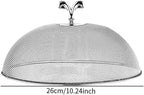 Stainless Steel Mesh Food Cover Round Mesh Food Tent Utility Lightweight Protector for Dining at The Beach, Park, or Camping, Diameter 26 cm