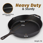 Zulay Kitchen Pre-Seasoned Cast Iron Skillet – 12.5 Inch Heavy Duty Frying Pan for Indoor & Outdoor Cooking – Oven, Stovetop, Induction, Grill & Campfire Safe
