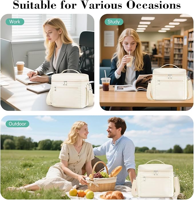 DALINDA Lunch Bag Cooler Bag Lunch Box for Women Men, 13L Large Insulated Leak Proof LunchBox Lightweight for Picnic,Grocery,Beach,Camping,Travel,Work
