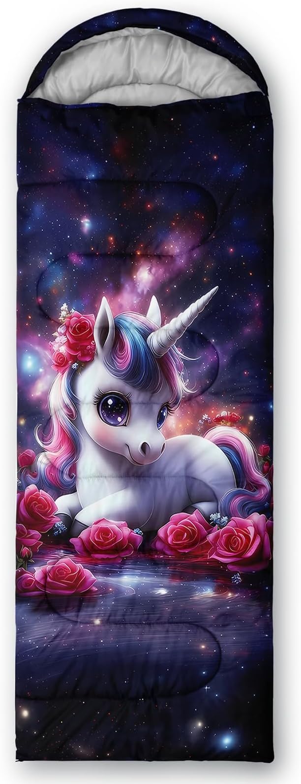 AILONEN Kawaii Panda Sleeping Bags,Lightweight & Waterproof,3 Season Warm & Cool Weather,Dreamy Purple Flower Animal Themed Sleeping Bags for Boys,Girls,Kids,Adults Travelling,Outdoors