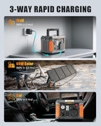 BALDR Portable Power Station 300W 231Wh Power Bank with 100W Two-Way Fast Charging 2Hr to 80% 120V Pure Sine Wave AC Outlet Solar-Ready for Camping and Emergencies. (Solar Panel Optional)