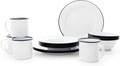 Enamelware Starter Set, 16 piece, Vintage White/Black