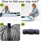 Personalized Toddler Nap Mats for Preschool, Custom Name Kids Sleeping Bag for Daycare, Roll Up Sleeping Mat with Removable Pillow and Soft Dot Minky Blanke for Boys Camping Travel