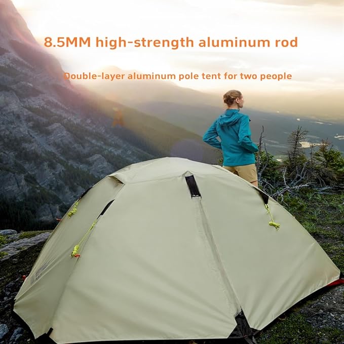Waterproof Backpacking Tent 2/3 Person, Double-Layer Warm Rainstorm-Proof Outdoor Tent, Lightweight and Suitable for Hiking, Mountain Climbing and Camping in The Wild