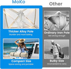 MoKo Beach Cabana, 8'×8' Large Beach Canopy with Side Wall, UPF 50+ Protection Easy Setup Beach Tent Sun Shelter, Adjustable Height Wind Resistant Cabana Beach Tent for Whole Family, Khaki