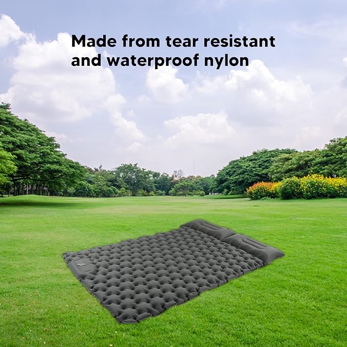 Camping Sleeping Pad Gray Waterproof Nylon Ergonomic Support Foot Press 60S Inflating Sleeping Mat for Outdoor Camping