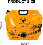 Collapsible 8L Water Storage Bag, BPA-Free Portable Folding Water Jug with Adjustable Faucet, Leakproof Emergency Water Bag for Camping, Hiking, Riding, Outdoor Sport (4, Blue & Orange)