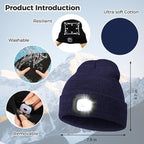 LED Beanie Hat with Light, Headlamp Beanie Cap Unisex Winter Warm Knit Night Light Hat, Knit Beanie Gifts for Men Women Kid