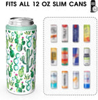 TILUCK Skinny Can Cooler for Slim Beer & Hard Seltzer, Stainless Steel, Doucle-Walled Stainless Steel Insulated Slim Cans, Standard 12 oz (Cactus)