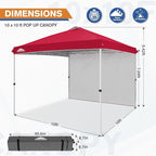 EAGLE PEAK Commercial Canopy 10x10 Pop Up Canopy Tent with 1 Sidewall, Easy Setup Heavy Duty Instant Event Shelter for Vendors & Markets, Outdoor Sun Shade, Red