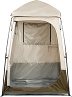 VEVOR Camping Shower Tent, 1 Room, Foldable Privacy Tent Changing Room with Ground Stakes, Ropes, Carry Bag, and Crossbar, 210D Oxford Fabric with Silver Coating, for Camping, Beach, and Fishing
