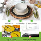 Teivio 32-Piece Kitchen Plastic Wheat Straw Dinnerware Set, Service for 8, Dinner Plates, Dessert Plate, Cereal Bowls, Cups, Unbreakable Colorful Plastic Outdoor Camping Dishes, Stone