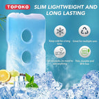 TOPOKO Ice Packs for Lunch Bags, Cooler, Freezer Packs for Lunch Box, Cooler Bag, Slim Reusable & Long-Lasting, BPA-Free, Quick Freeze, Perfect for Picnic, Camping, Beach, Outdoor Sports