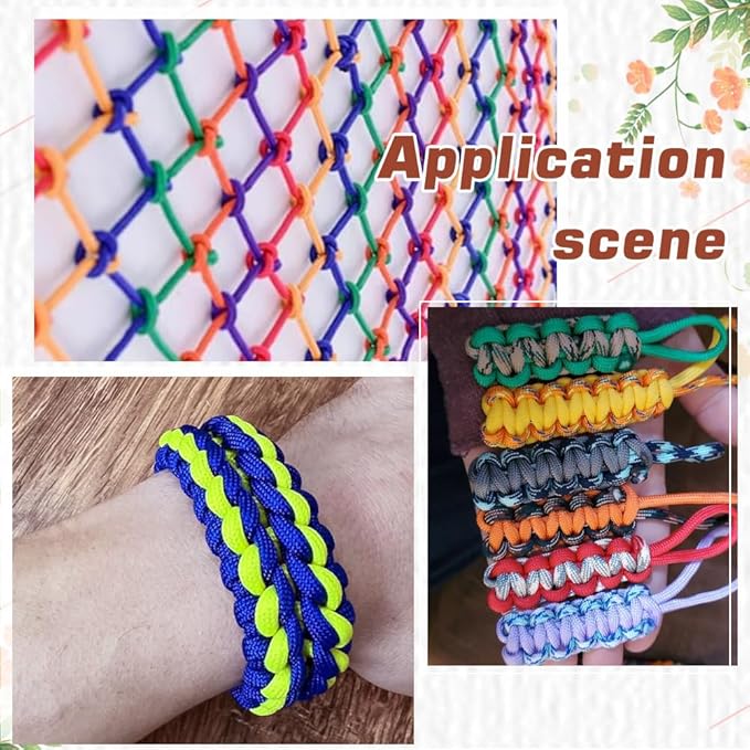 82 Yards/75M 15 Colors Parachute Rope 4mm Paracord Combo Pack Utility 7 Strand Core Nylon Outdoor Survival para Cord with Spool for Camping Fishing Tents Belts Bracelets Dog Collar Leashes