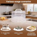 12 Inch Cake Carrier with Lid and Handle – Cake Container for Baking Events & Outdoor Trips | Adjustable Height,Portable Food Cake Carrier Storage Solution for Picnics & Camping (WHITE-SET)