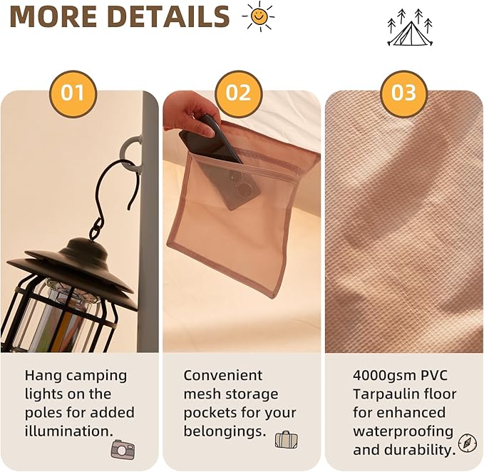 YOLENY Bell Tent, Yurt Tent 4/6/8/10 Person 4 Season Waterproof Glamping Tents w/Stove Jack for Family Camping Outdoor Party, Glamping Tents for Camping - 10/13.1/16.4FT