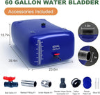 60 Gallon Water Bladder - 1000D PVC Blue RV Water Tank, Portable Collapsible Storage Bladder Containers for Gardens, Camping, Emergency Use