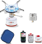 Backpacking Stove Portable Camping Stove Burner, Caudblor Small Backpack Stoves with Butane Adapter, Lightweight Hiking Stove with Carrying Case for Travel, Little Father's Day gifts Camp Stove