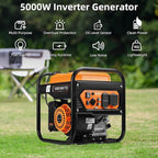5000W Inverter Generator Gas Powered, Open Frame Generator, Portable Outdoor Power Equipment, Emergency Home Backup, RV Ready 30A Outlet, ECO Mode, EPA Compliant