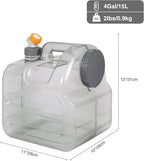 RedSwing 4 Gallon BPA Free Water Container, Portable Water Storage Tank with Spigot for Outdoor Camping Travel Hiking, PC Food Grade Thickened Bucket, Grey 15L