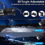 Rechargeable LED Headlamp 1080 Lumen, Super Bright Head Lamp Flashlight with 5 Lighting Modes, IPX6 Waterproof, Zoomable Headlight for Camping, Hiking, Fishing, Biking (2pack） (2pack headlamp)