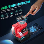 Ecarke 200W Portable Power Inverter Compatible with Milwaukee 18V Battery, DC 18V to AC 110V Power Station with 1 AC Outlet, 2 USB, 1 Type-C & LED Light, for Outdoor Emergency Use (No Battery)