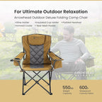 ARROWHEAD OUTDOOR 2-Pack Portable Deluxe Folding Camp Quad Chair w/Headrest, Glass & Cup Holders, Armest 6-can Cooler, Heavy Duty Carry Bag, 550 lbs Weight Capacity