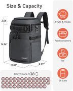 TOURIT 38 Cans Backpack Cooler: Leak Proof Waterproof 2 Insulated Compartments Soft Cooler Bag Beach Travel Camping Picnic
