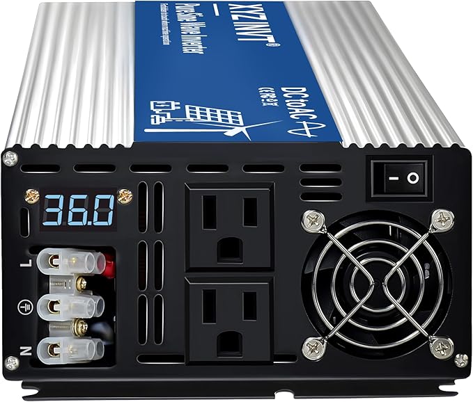 4000W Pure Sine Wave Inverter DC 36V to AC 110V 120V Power Inverter with Dual AC Outlets & Hardwire Terminal & LED Display for Solar,Home Backup Power,Outdoor Over 90% Efficiency