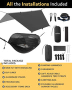 Sunyear Camping Hammock with Net - Double&Single Hammock with House-Like Net- Easy Setup & Pack, Lightweight & Portable, Perfect for Hiking, Backpacking, Outdoor Sleeping
